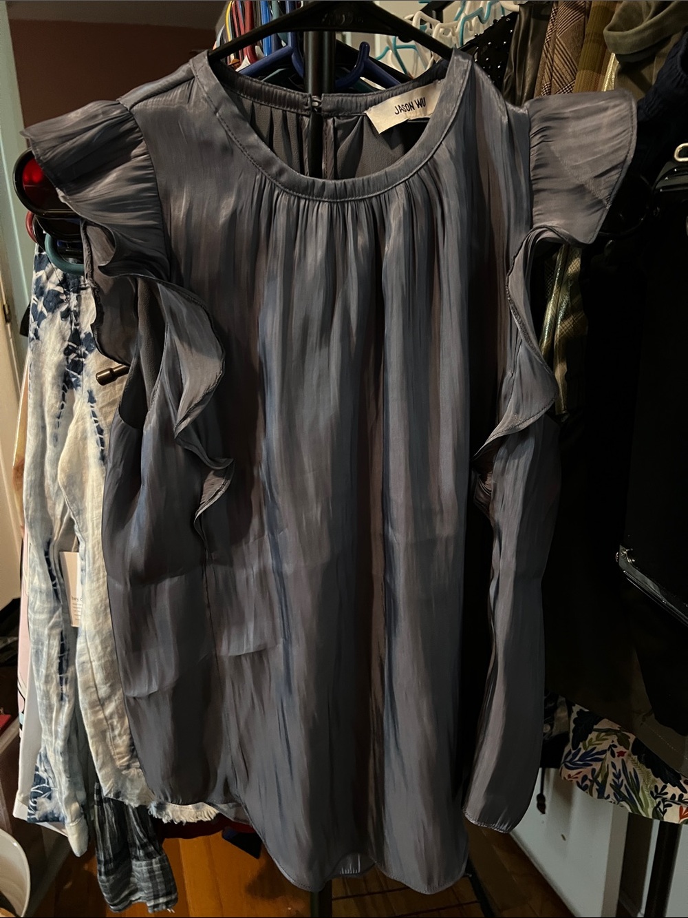 Jason Wu Blue Ruffle-Sleeve Women's Top Sz XS